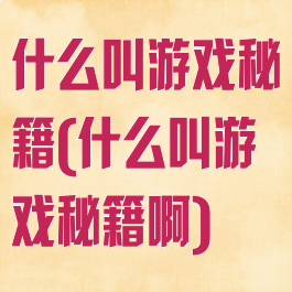 什么叫游戏秘籍(什么叫游戏秘籍啊)