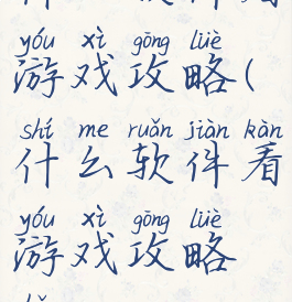 什么软件看游戏攻略(什么软件看游戏攻略好)