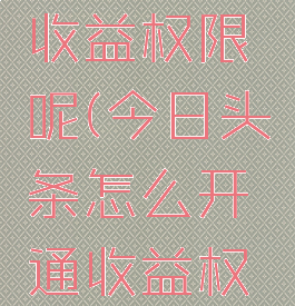 今日头条怎么开通收益权限呢(今日头条怎么开通收益权限呢苹果手机)