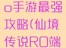 仙境传说ro手游最强攻略(仙境传说RO端游)