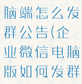 企业微信电脑端怎么发群公告(企业微信电脑版如何发群公告)