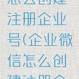 企业微信怎么创建注册企业号(企业微信怎么创建注册企业号呢)