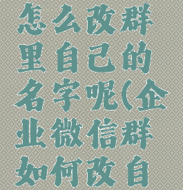 企业微信怎么改群里自己的名字呢(企业微信群如何改自己的名字)