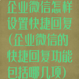 企业微信怎样设置快捷回复(企业微信的快捷回复功能包括哪几项)