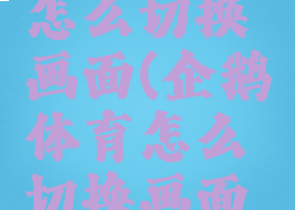 企鹅体育怎么切换画面(企鹅体育怎么切换画面设置)