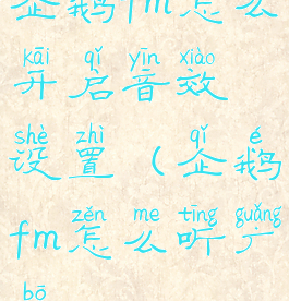 企鹅fm怎么开启音效设置(企鹅fm怎么听广播)