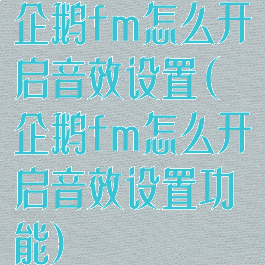 企鹅fm怎么开启音效设置(企鹅fm怎么开启音效设置功能)