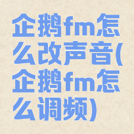 企鹅fm怎么改声音(企鹅fm怎么调频)