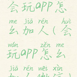 会玩app怎么加人(会玩app怎么加人微信)