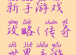 传奇世界新手游戏攻略(传奇世界手游新手攻略)