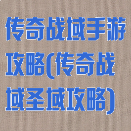 传奇战域手游攻略(传奇战域圣域攻略)