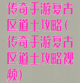 传奇手游复古区道士攻略(传奇手游复古区道士攻略视频)