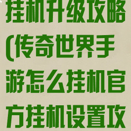 传奇手游怎么挂机升级攻略(传奇世界手游怎么挂机官方挂机设置攻略)