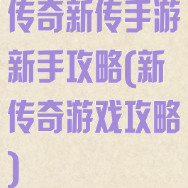 传奇新传手游新手攻略(新传奇游戏攻略)
