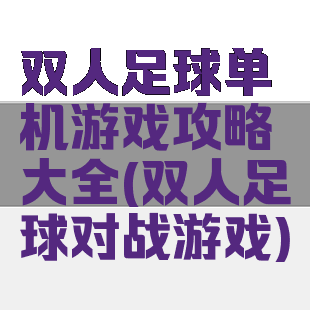 双人足球单机游戏攻略大全(双人足球对战游戏)