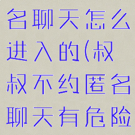 叔叔不约匿名聊天怎么进入的(叔叔不约匿名聊天有危险吗)