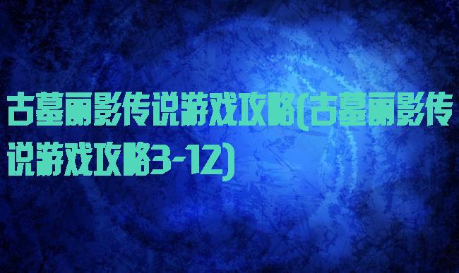 古墓丽影传说游戏攻略(古墓丽影传说游戏攻略3-12)
