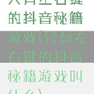 只有左右键的抖音秘籍游戏(只有左右键的抖音秘籍游戏叫什么)