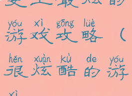 史上最炫的游戏攻略(很炫酷的游戏)