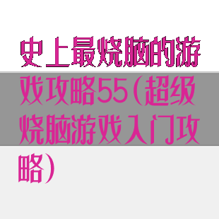 史上最烧脑的游戏攻略55(超级烧脑游戏入门攻略)