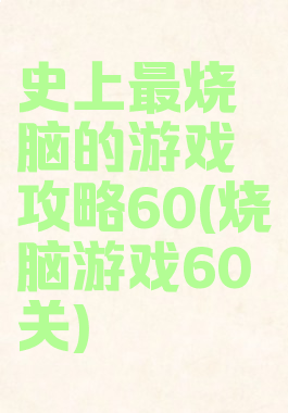 史上最烧脑的游戏攻略60(烧脑游戏60关)