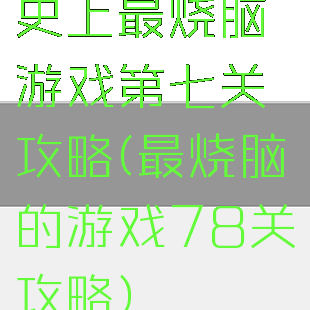 史上最烧脑游戏第七关攻略(最烧脑的游戏78关攻略)