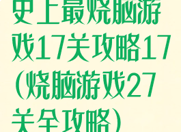 史上最烧脑游戏17关攻略17(烧脑游戏27关全攻略)