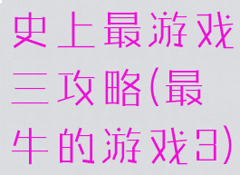 史上最游戏三攻略(最牛的游戏3)