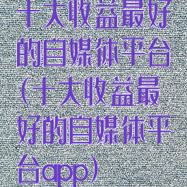 十大收益最好的自媒体平台(十大收益最好的自媒体平台app)