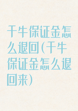 千牛保证金怎么退回(千牛保证金怎么退回来)