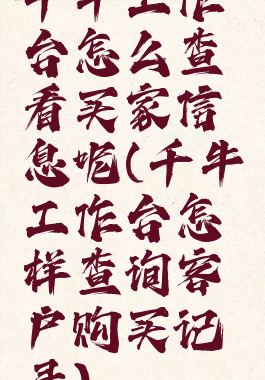 千牛工作台怎么查看买家信息呢(千牛工作台怎样查询客户购买记录)