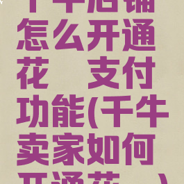 千牛店铺怎么开通花呗支付功能(千牛卖家如何开通花呗)