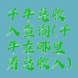 千牛总收入查询(千牛在哪里看总收入)