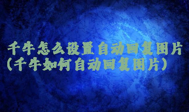 千牛怎么设置自动回复图片(千牛如何自动回复图片)