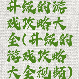 升级的游戏攻略大全(升级的游戏攻略大全视频)