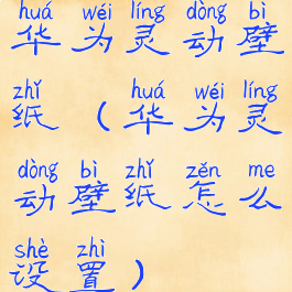 华为灵动壁纸(华为灵动壁纸怎么设置)