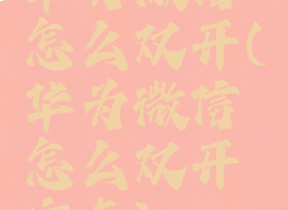 华为微信怎么双开(华为微信怎么双开安卓)