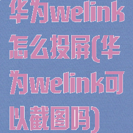 华为welink怎么投屏(华为welink可以截图吗)