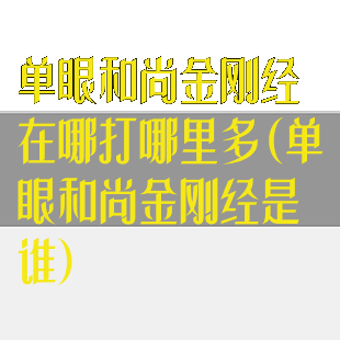 单眼和尚金刚经在哪打哪里多(单眼和尚金刚经是谁)