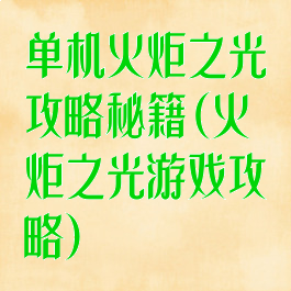 单机火炬之光攻略秘籍(火炬之光游戏攻略)