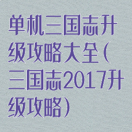 单机三国志升级攻略大全(三国志2017升级攻略)