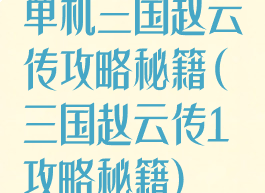 单机三国赵云传攻略秘籍(三国赵云传1攻略秘籍)