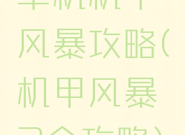 单机机甲风暴攻略(机甲风暴2全攻略)