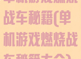 单机游戏燃烧战车秘籍(单机游戏燃烧战车秘籍大全)
