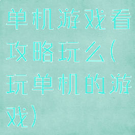 单机游戏看攻略玩么(玩单机的游戏)