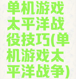 单机游戏太平洋战役技巧(单机游戏太平洋战争)