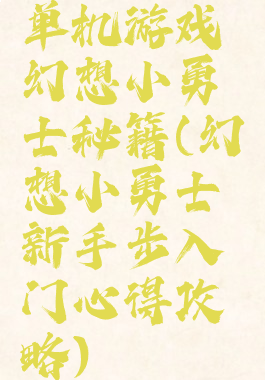 单机游戏幻想小勇士秘籍(幻想小勇士新手步入门心得攻略)