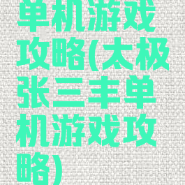 单机游戏攻略(太极张三丰单机游戏攻略)