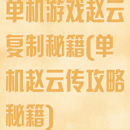 单机游戏赵云复制秘籍(单机赵云传攻略秘籍)