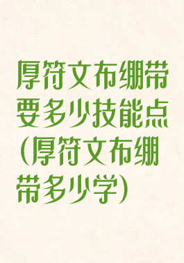 厚符文布绷带要多少技能点(厚符文布绷带多少学)